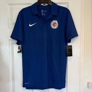 Nike Blue LA Clippers Polo Shirt with White Swoosh